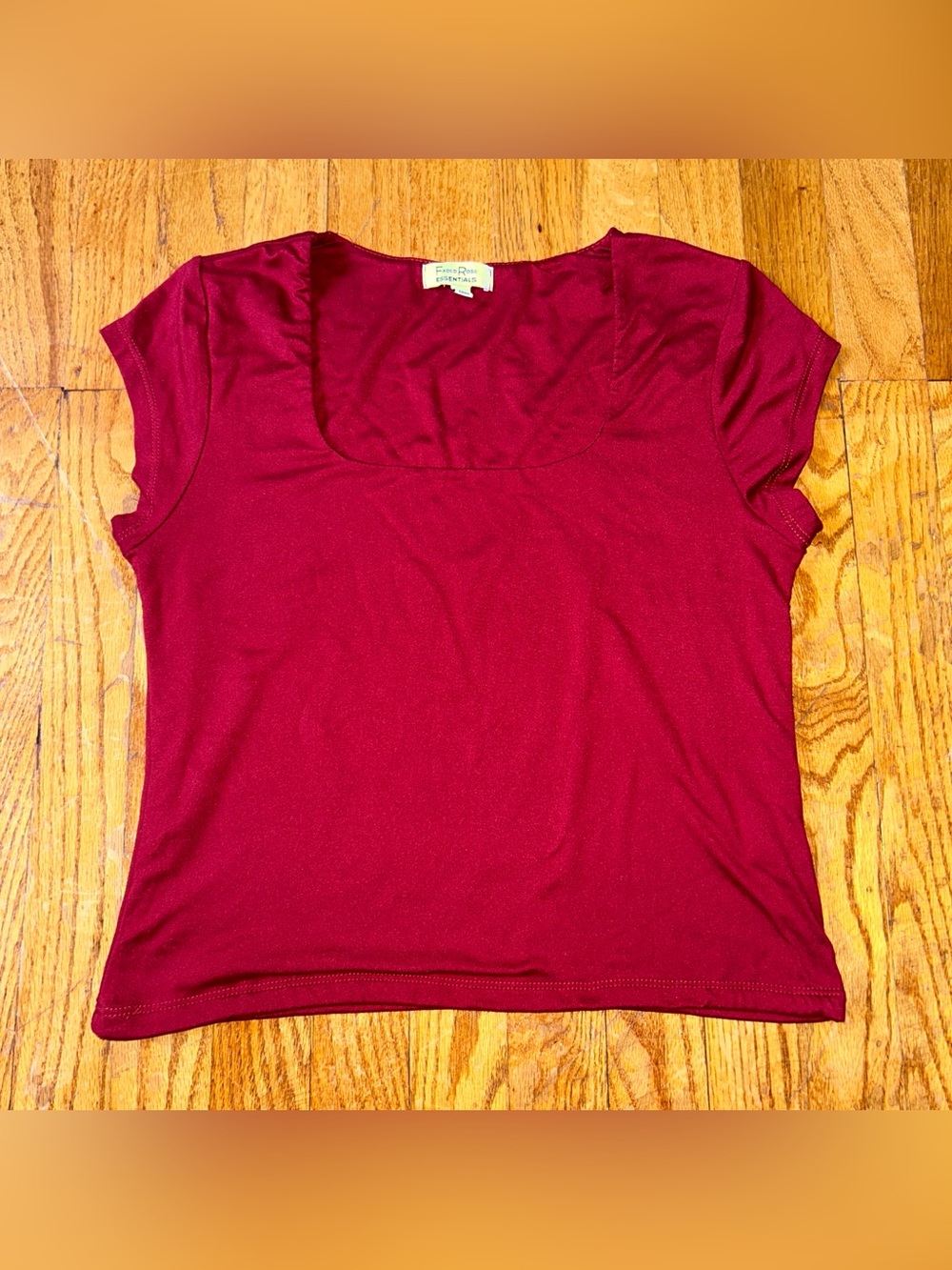 Faded Rose Essentials Deep Red Scoop Neck Double Lined Crop Top Size XL